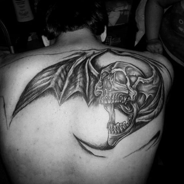 3d Mens Deathbat Shoulder Tattoos