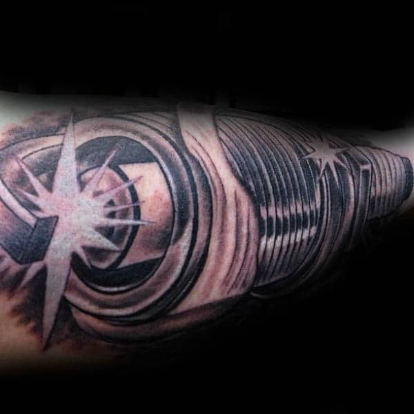3d Mens Forearm Sleeve Spark Plug Tattoos