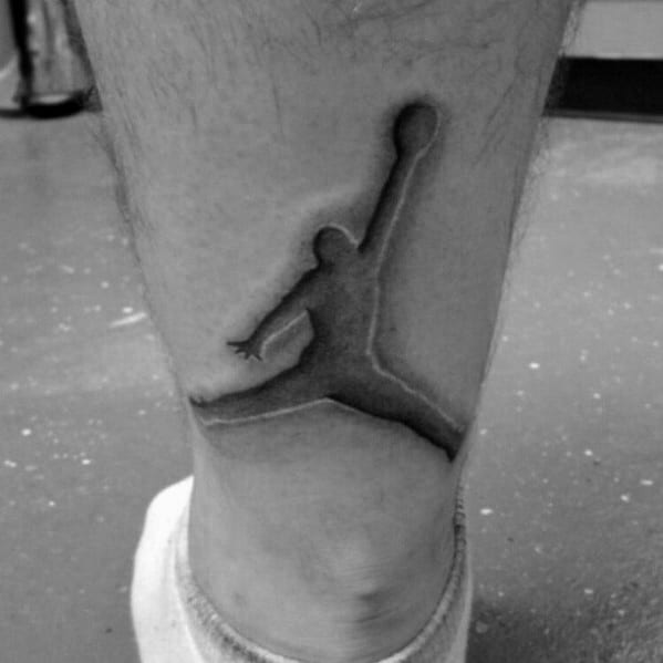 3d Mens Jordan Logo Back Of Leg Tattoo