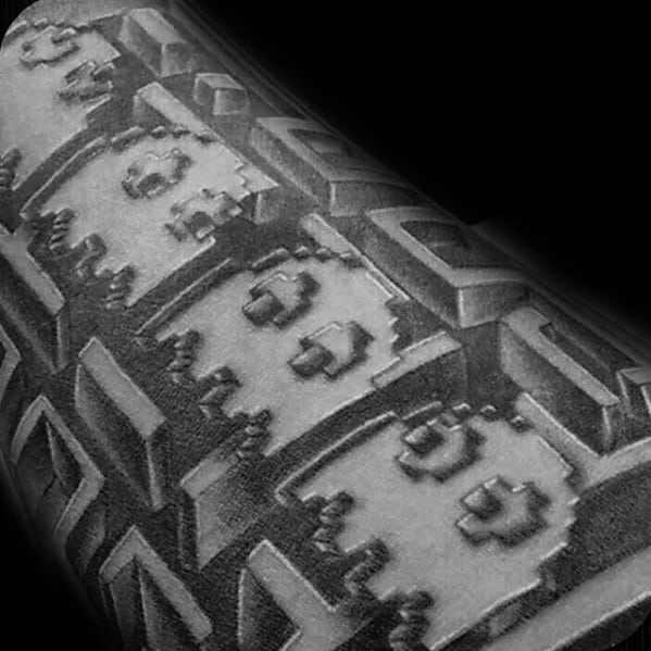 3d Mens Pacman Shaded Tattoo Sleeve