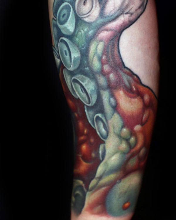 3d Mens Realistic Kraken Tentacle Sucker Tattoos