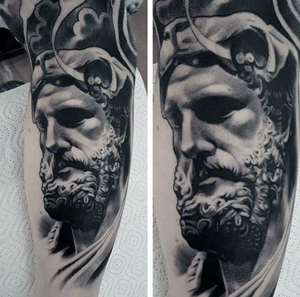3d Mens Shaded Chicano Inner Arm Greek God Male Tattoo Ideas