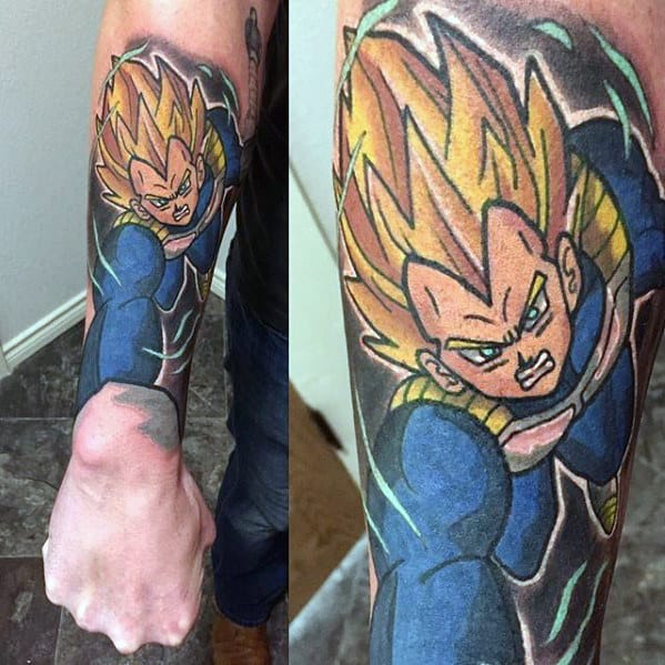 3d Mens Vegeta Forearm Sleeve Tattoo Ideas