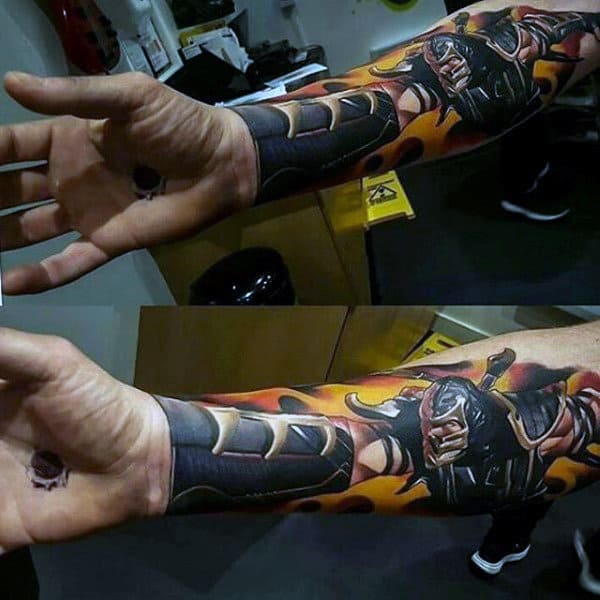 3d Mortal Kombat Forearm Sleeve Tattoos For Guys
