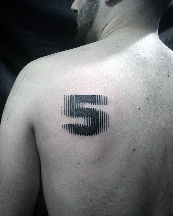 3d Moving Numbers Mens 5 Upper Back Tattoo Design