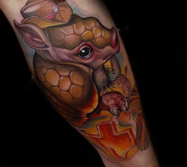3d New School Amazing Mens Leg Armadillo Tattoo Designs