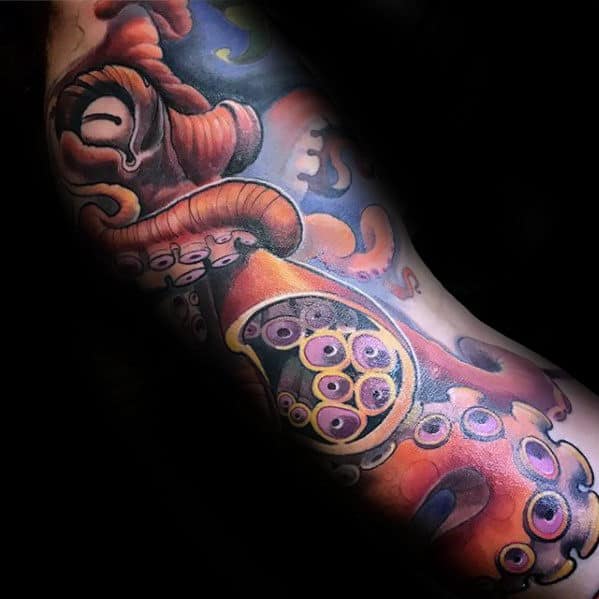 3d Octopus Tentacle Arm Tattoo On Gentleman