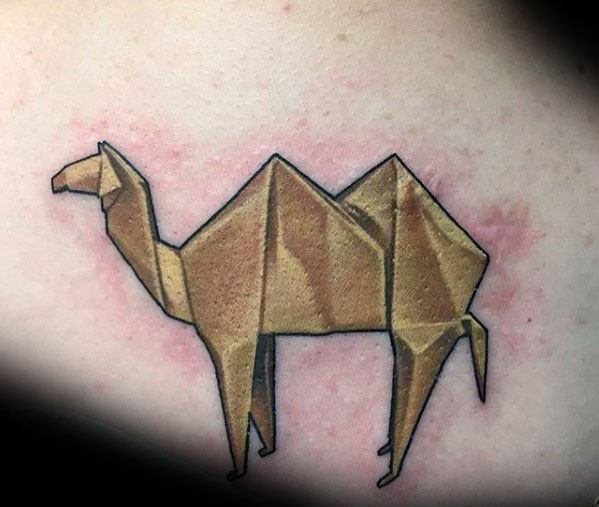 3d Origami Camel Guys Back Tattoos