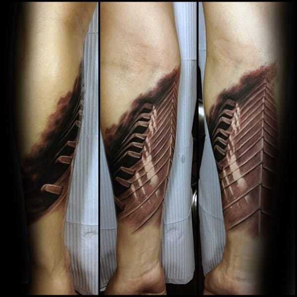 3d Piano Keys Mens Realistic Tattoo Design On Inner Forearm