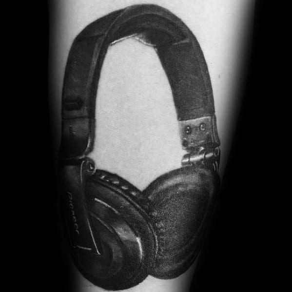 3d Realistic Arm Guys Headphones Tattoos