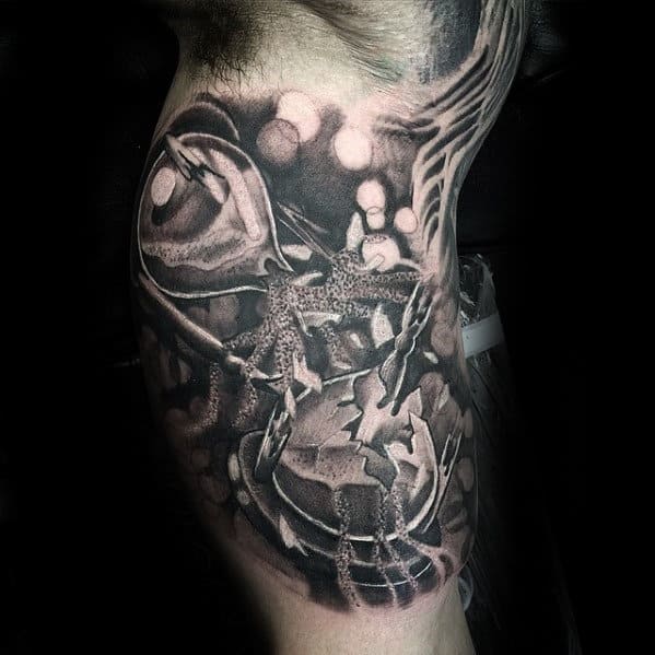 3d Realistic Broken Hourglass Mens Inner Arm Bicep Tattoo