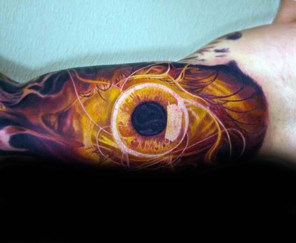 3d Realistic Eye Extreme Guys Half Sleeve Tattoo