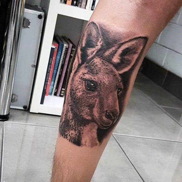 3d Realistic Leg Kangaroo Male Tattoo Designs