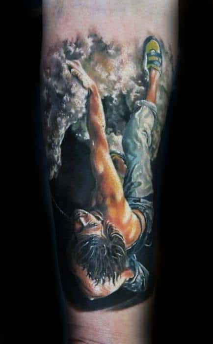 3d Realistic Mens Rock Climbing Tattoo Design Inspiration