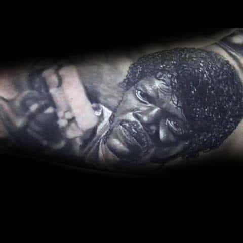3d Realistic Pulp Fiction Mens Sleeve Tattoo Of Jules Winnfield