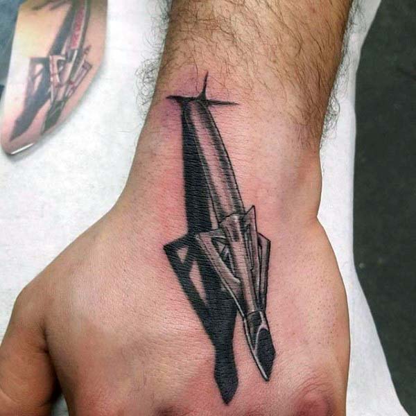3d Realistic Sharp Arrow Wrist And Hand Male Tattoos