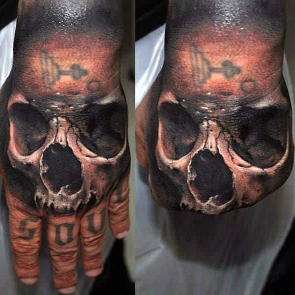 3d Realistic Skull Hand Tattoos For Guys