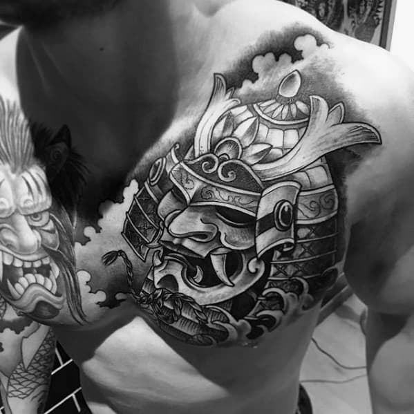 3d Samuari Helmet Guys Upper Chest Shaded Tatotos