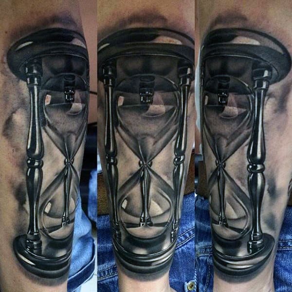 3d Sands Of Time Hourglass Tattoos For Men On Forearm