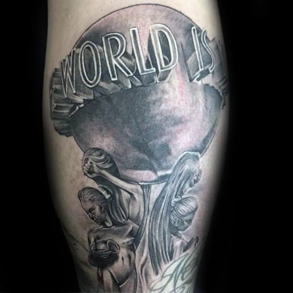 3d Scarface The World Is Yours Mens Leg Tattoo