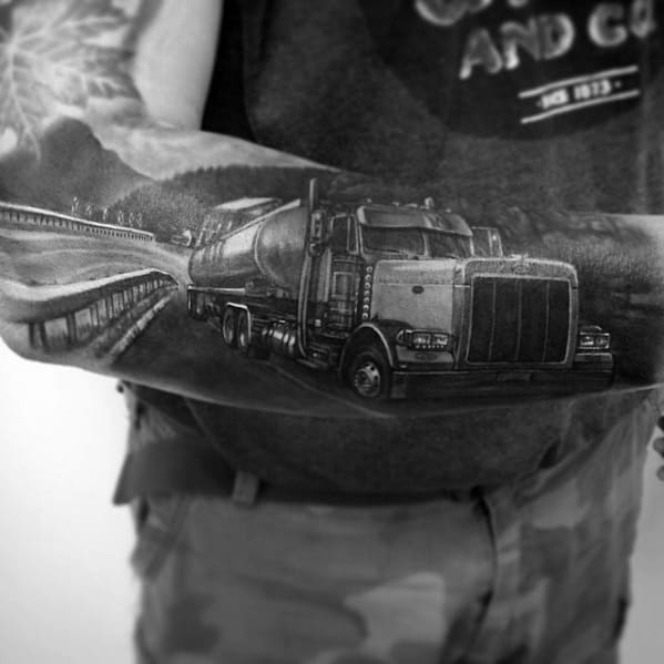 3d Shaded Realistic Big Rig Truck Sleeve For Men