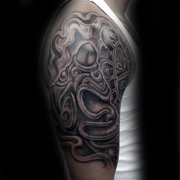 3d Shaman Taino Mens Half Sleeve Tattoos