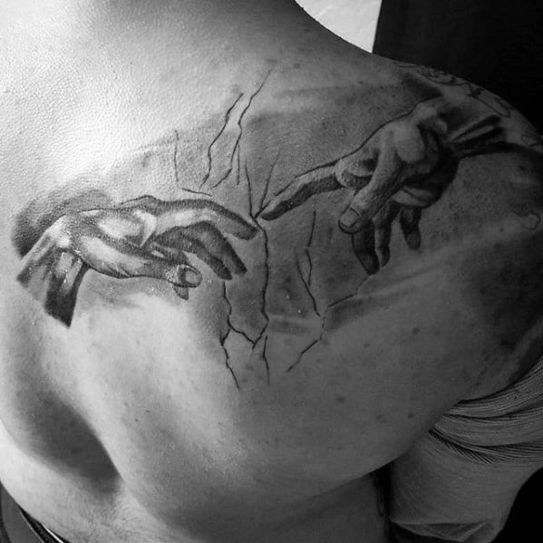 3d Shoulder Blade The Creation Of Adam Mens Tattoo Designs
