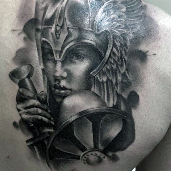 3d Shoulder Blade Valkyrie Tattoo Ideas For Males
