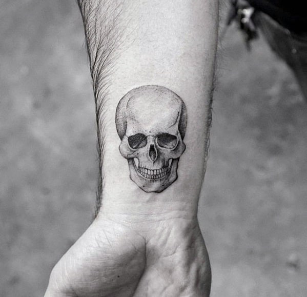 3d Skull Coolest Small Wrist Tattoo Designs For Men