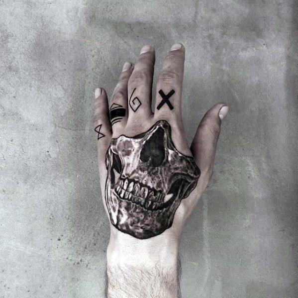 3d Skull Hand Mens Small Detailed Tattoo Design Ideas