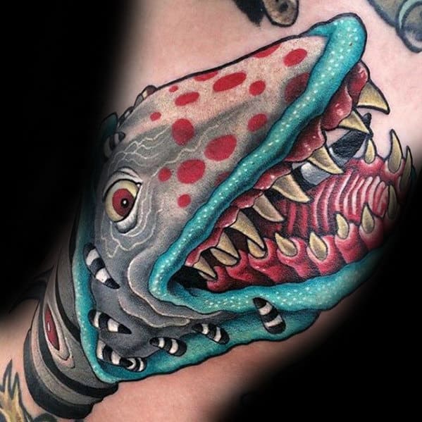 3d Snakeworm Mens Beetlejuice Arm Tattoo Ideas
