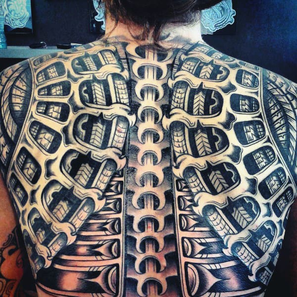 3d Spine Tribal Mens Back Tatto Designs