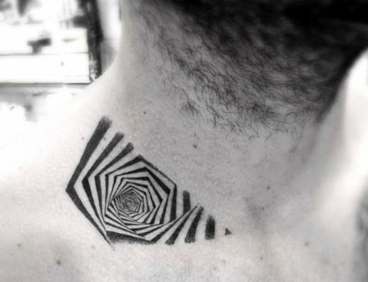 3d Spiral Optical Illusion Collar Bone Tattoos For Men