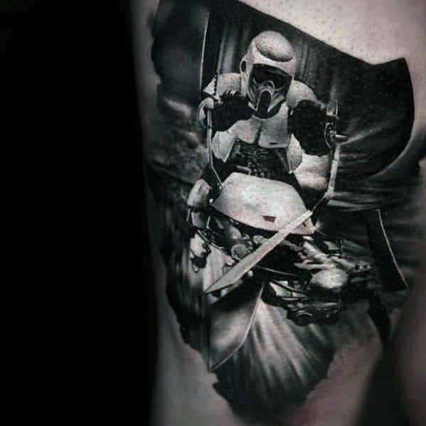 3d Star Wars Stormtrooper Thigh Incredible Male Tattoo Ideas