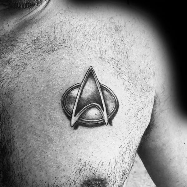 3d Starfleet Insignia Small Upper Chest Mens Tattoo With Star Trek Design