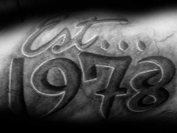 3d Stone Mens Est 1978 Arm Tattoo