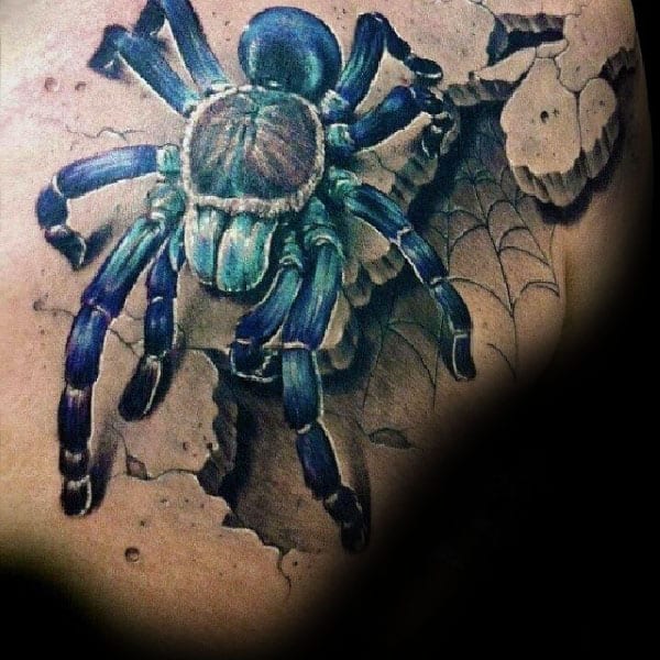 3d Stone Mens Tarantula Chest Tattoo Designs