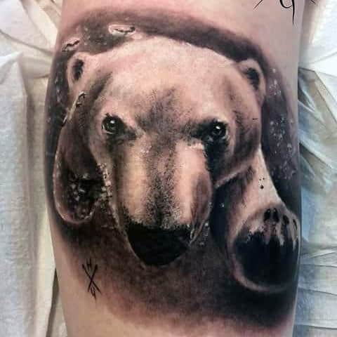 3d Swimming Polar Bear Underwater Mens Arm Tattoos