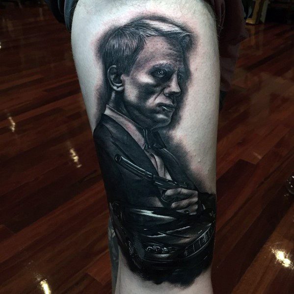 3d Thigh James Bond Tattoos For Gentlemen
