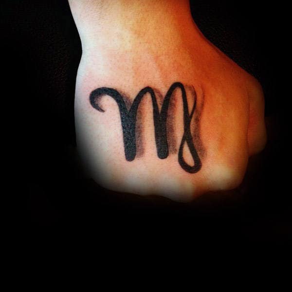 3d Virgo Symbol Mens Hand Tattoo