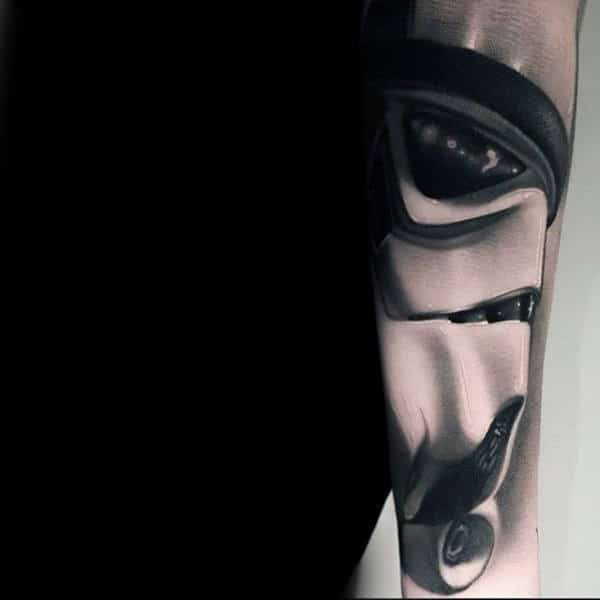 3d White Ink Realistic Stormtrooper On Forearm For Gentlemen