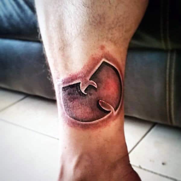 3d Wu Tang Symbol Tattoo Ideas For Men On Lower Leg