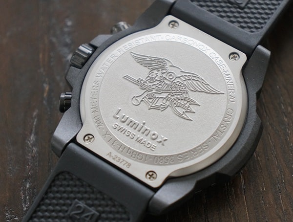 45mm Luminox Navy Seal Chronograph Watch For Men Stainless Back