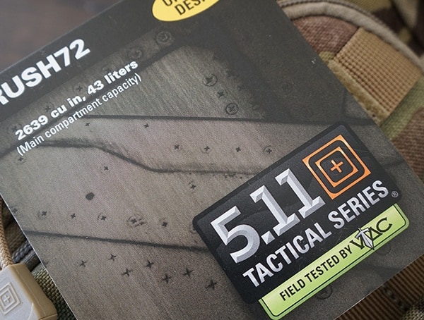 5 11 Tactical Rush72 Backpack Field Tested Tag