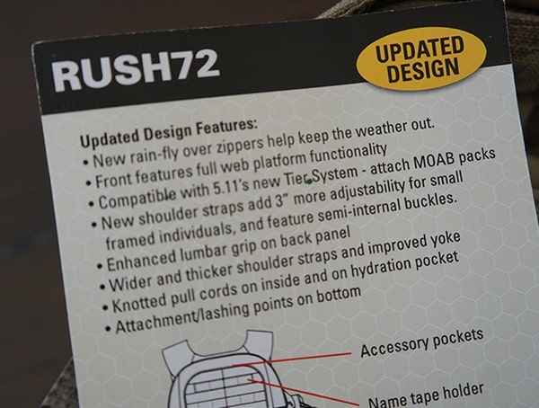 5 11 Tactical Rush72 Backpack New Updated Design Tag