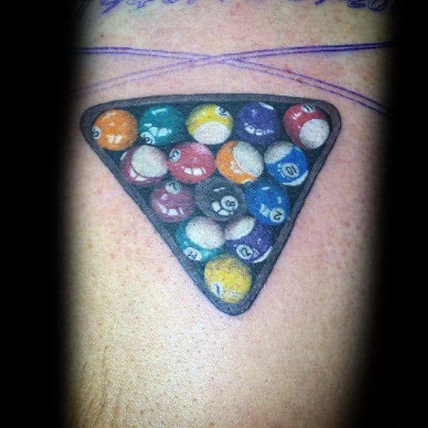 8 Ball Billards Mens Chest Tattoos