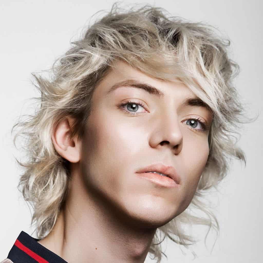 A Curly Blond Look With Short Locks Covering The Ears