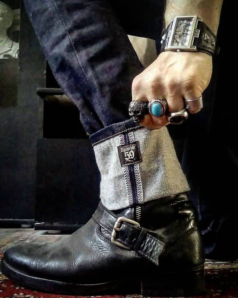 A Low Heeled Rockabilly Style Boot Worn With Cuffed Jeans