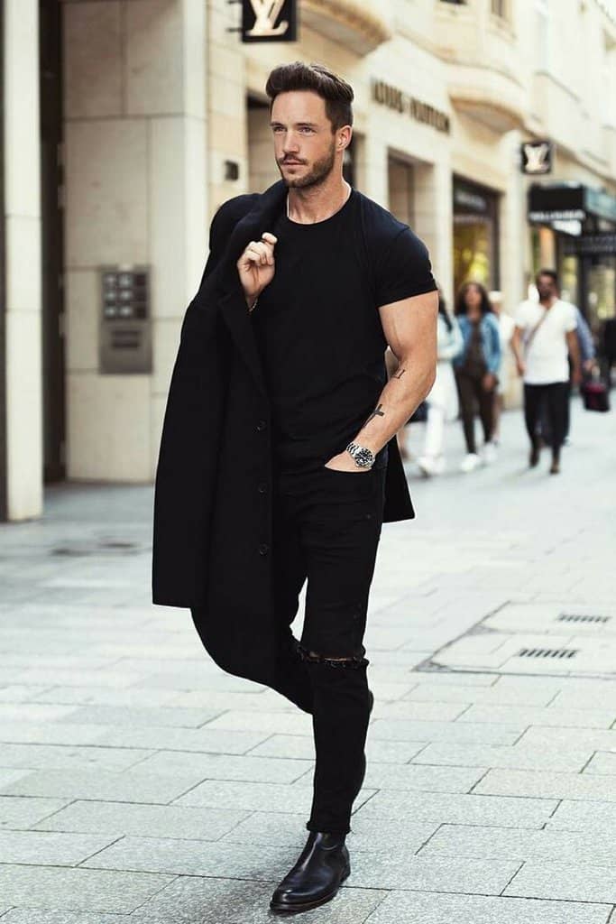 Nothing says cool and mysterious like a man wearing head-to-toe black