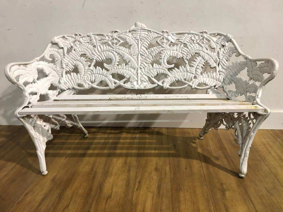 white ornate garden bench